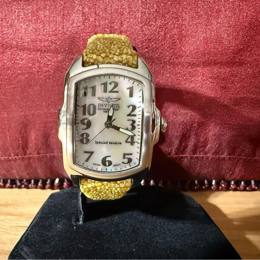Invicta Gold Strap Watch with Silver Case
